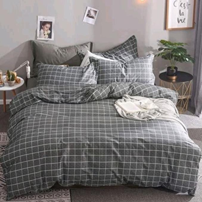 Diskon Sprei Motif Kotak Hitam Putih Ukuran 120 X 200|Sudut Karet|120X200X15