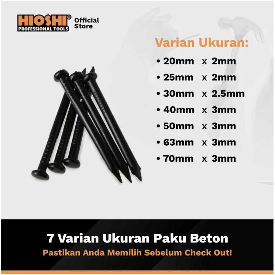 Natasia22 Hioshi Paku Beton Tembok Cor Hitam Baja (Slim Series) Nett 250G/Box