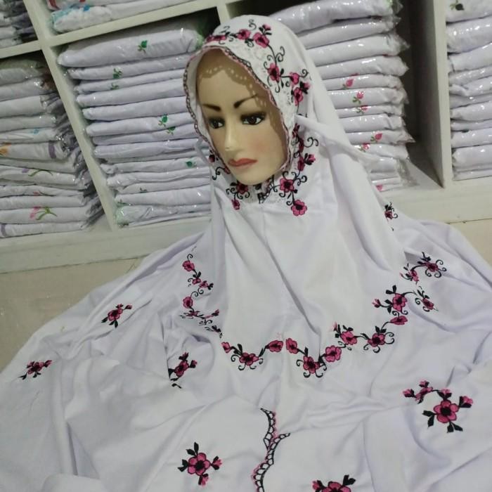 Mukena putih dewasa Mukena terusan bordir Mukena lajuran dewasa polino lembut premium