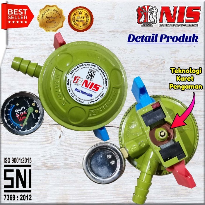 REGULATOR GAS NIS 2 PENGUNCI/DOUBLE LOCK