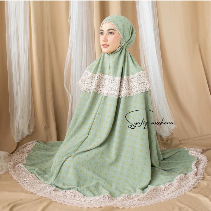 Mukena Dewasa Airflow Crinkle Dot Mewah Daily Syafiq Renda Uragiri lembut premium