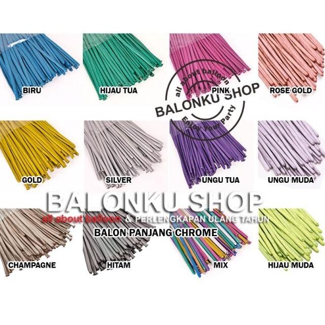 Balon Panjang Chrome Ii 100 Pc Balon Til Balon Twit Chrome