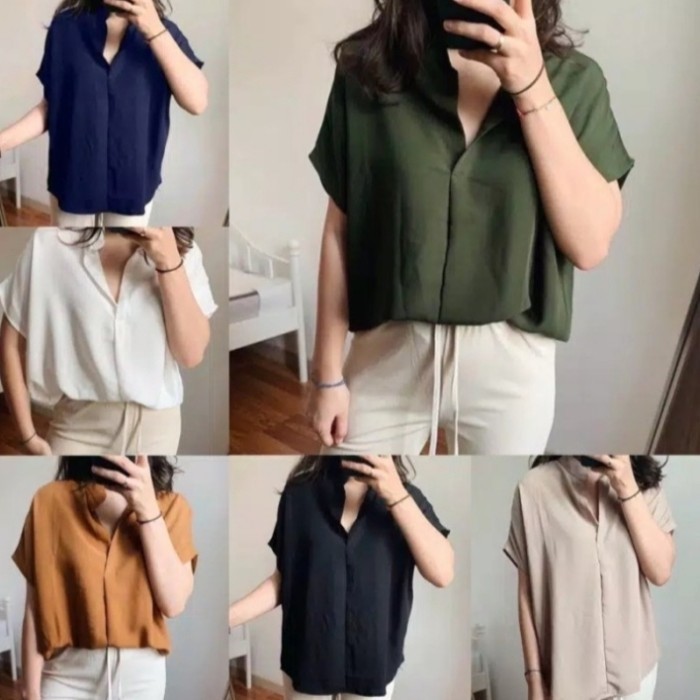 Blouse Wanita Darcy Atasan Wanita Lengan Pendek Jumbo