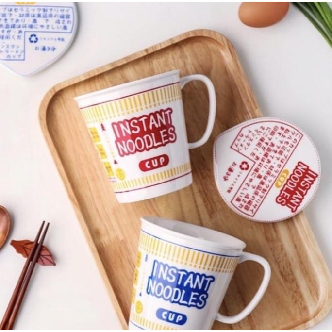 Ceramic Instant Noodle Bowl + Lid Mangkok Indomie Keramik + Tutup Unik TS