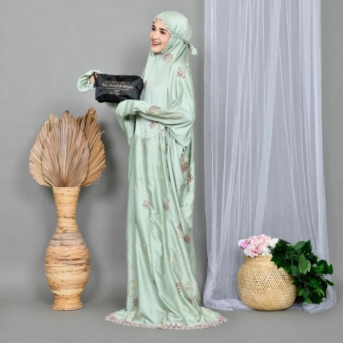 Mukena Terusan Andin Sutra Dewasa Lajuran Series lembut premium