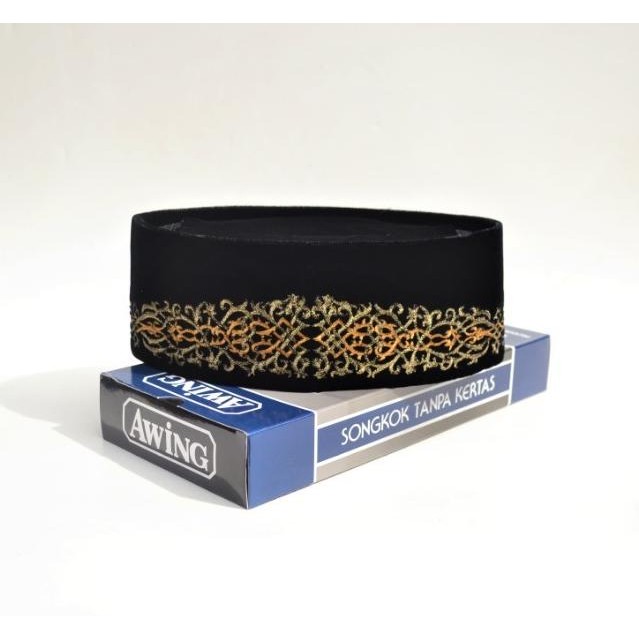 Songkok Awing Bordir Zhavier Emas Peci Awing Bordir Official