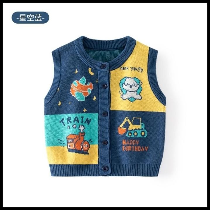 terbaru vest rajut anak laki laki umur 1-7 tahun/ vest rajut train anak laki-laki/ vest rajut kereta