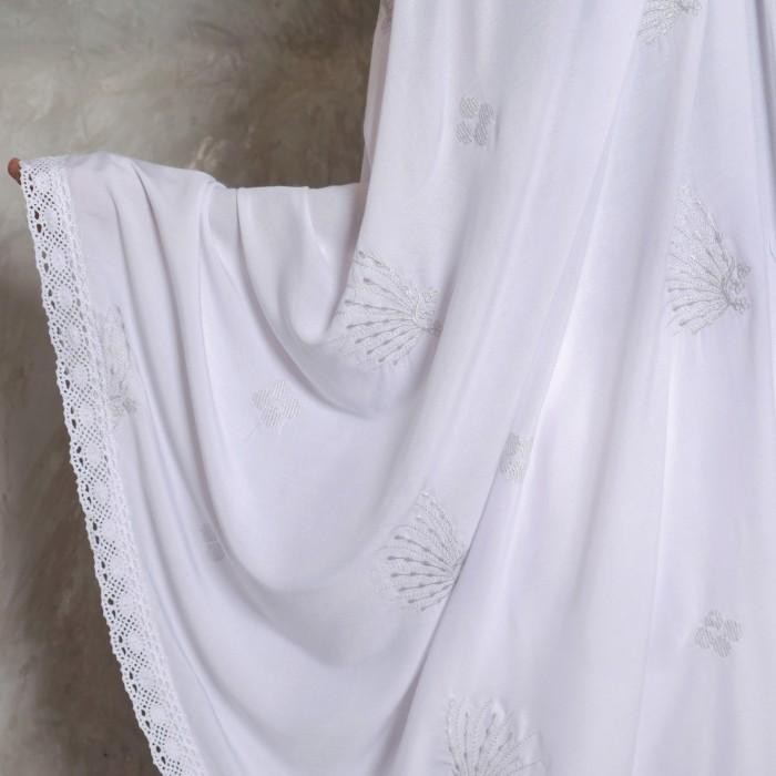 Mukena Dewasa Rayon Putih Bordir lembut premium