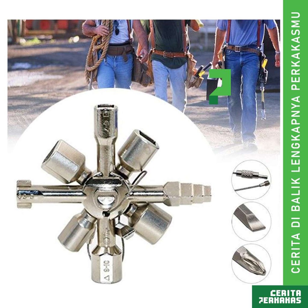 Pas Kunci 10 in 1 Universal CP / Obeng Soket Ring Serbaguna Segitiga Silang