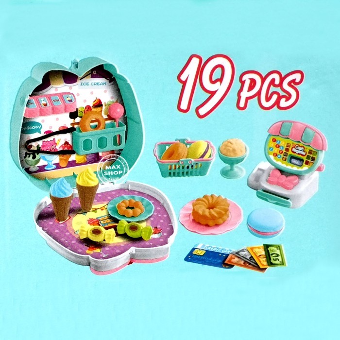 Mainan Edukasi Anak Tas Koper Lucu Mini Es Krim Dessert Set 19pcs