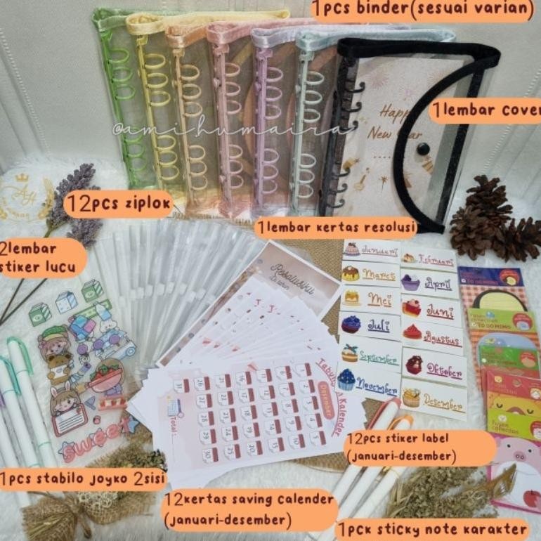 

DESPO [A HUMAIRA]PAKET BINDER TABUNGAN KALENDER LENGKAP 12 ZIPLOK