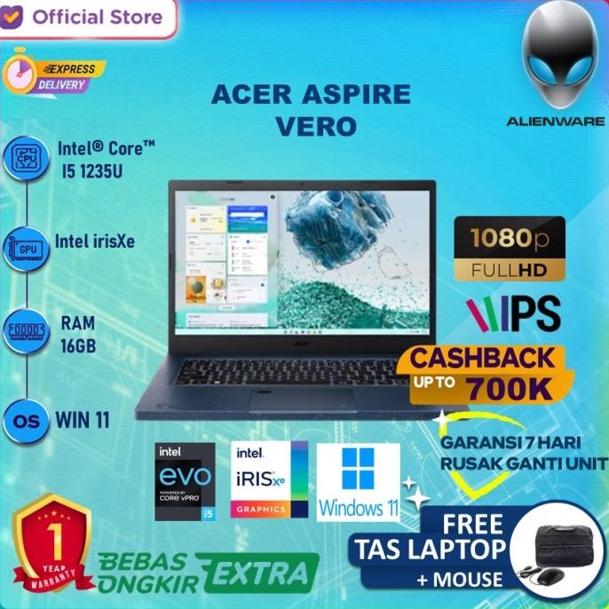 Acer Aspire Vero Av14 Intel Evo I5-1235U 512 Ssd 14 Fhd Irisxe W11 Ohs