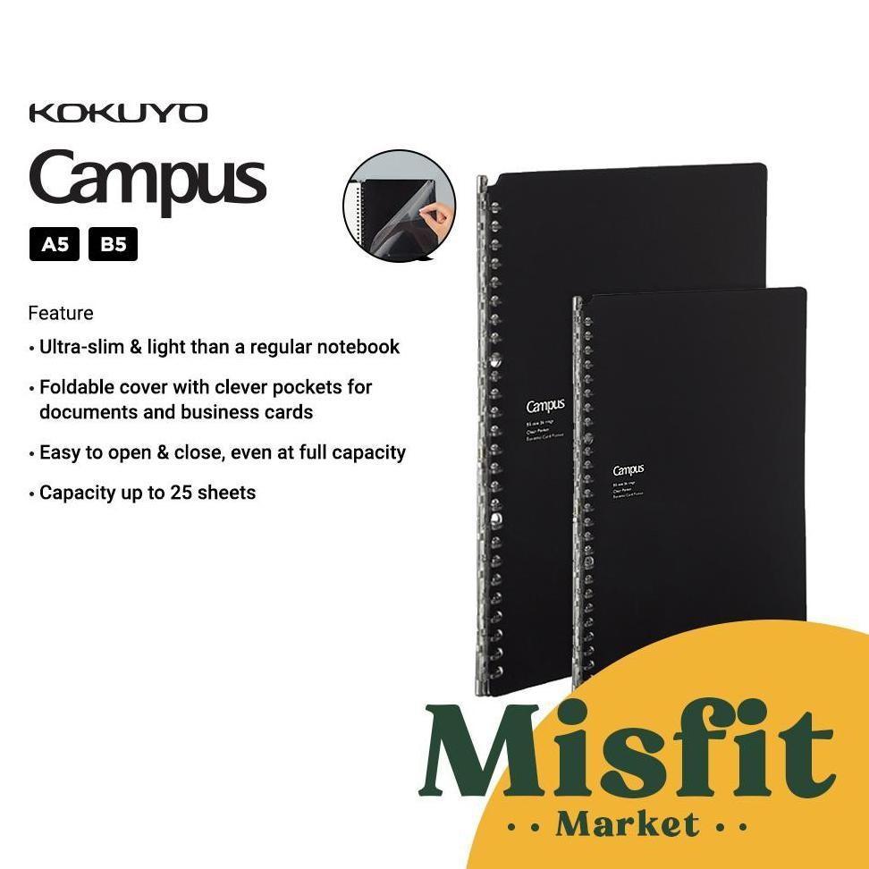 

RUBYSU KOKUYO SMART RING BIZ A5 B5 BINDER BLACK NOTEBOOK LOOSE LEAF