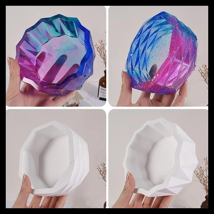 terbaru  cetakan silikon pot bunga bulat flower pot resin diy mold ready
