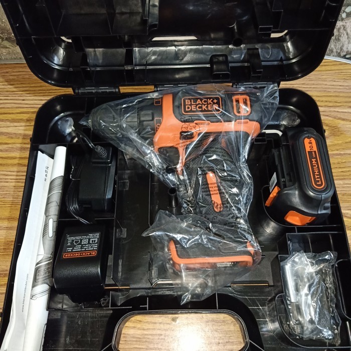 Black Decker Cordless Drill Driver Bor Baterai 10.8V BDCDD 12 BDCDD12K