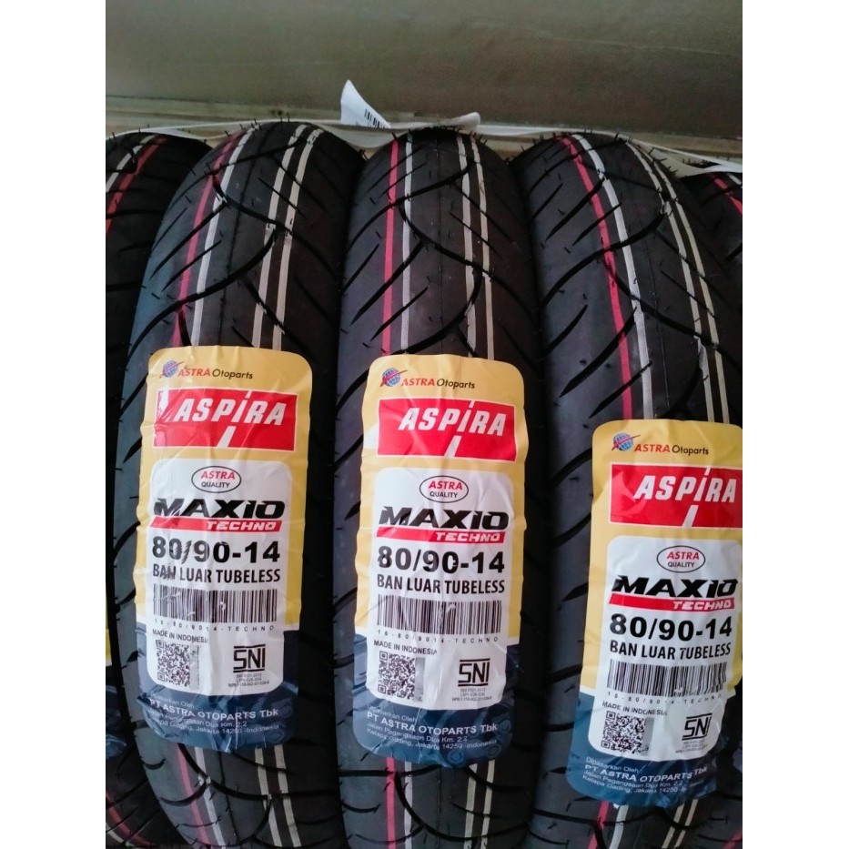 BAN LUAR TUBLES UKURAN 80/90 14 TECHNO MERK ASPIRA MOTOR BEAT, VARIO