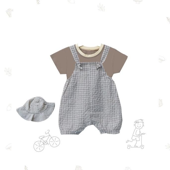 Ohbabydays | Baju Anak | Ready Stock | Archie Overall + Hat