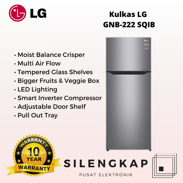KULKAS LG GN-B222SQIB, 222 SQIB INVERTER 2 PINTU