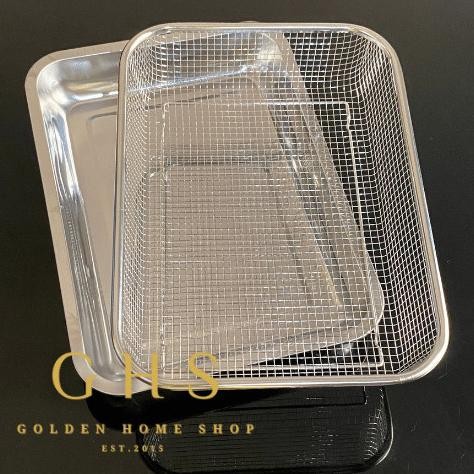 Saringan + Nampan Segi Besar Stainless | Tirisan Gorengan Makanan