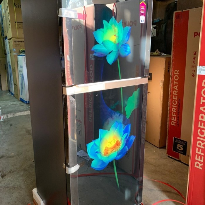 POLYTRON Kulkas 2 Pintu 220 Liter PRM 21 OL / ORX BELEZZA Glass Door