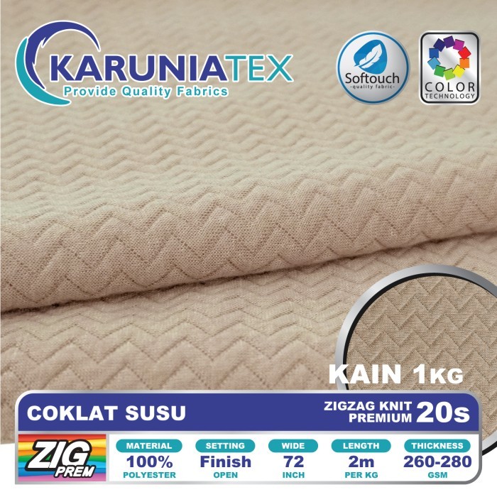 

Kain Zigzag Premium 20s Kiloan Coklat Susu Karunia Textile