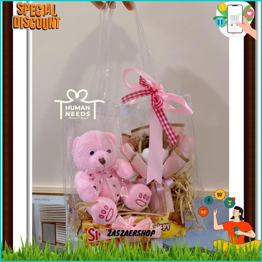 

[Ready] Hampers In Mika Bag Premium| Hampers | Hampers Tas Transparant Valentine Gift Ulang Tahun / Wisuda / Sempro | Kado Tas Buket Bunga Ulang Tahun Terlaris
