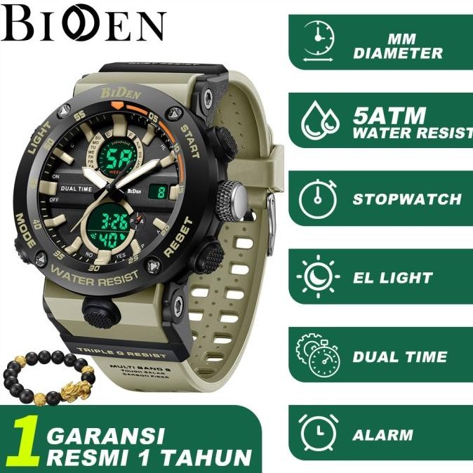 Biden Jam Tangan Pria Digital&Analog Original Olahraga Multifungsi Jam