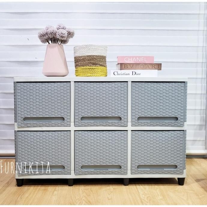 Lemari Plastik Club Flip Susun 2 Triple Cream Lemari Club 6 Kotak