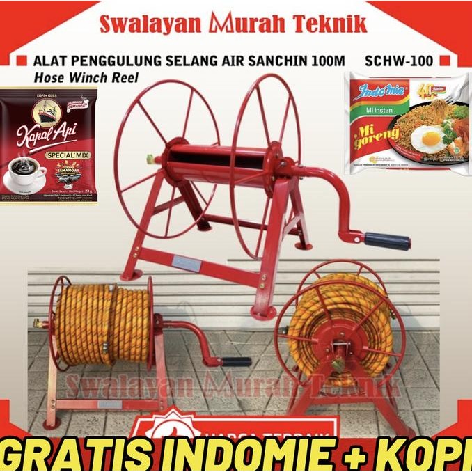 Penggulung Alat Gulung Selang Air Sanchin Hose Winch Reel Schw100 100M