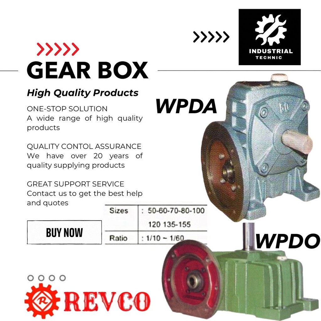 GEAR BOX REVCO WPDA / WPDO 100 WORM GEAR REDUCER RATIO 1:10-60/ GEARBOX WPA/ GEARBOX SPEED REDUCER W