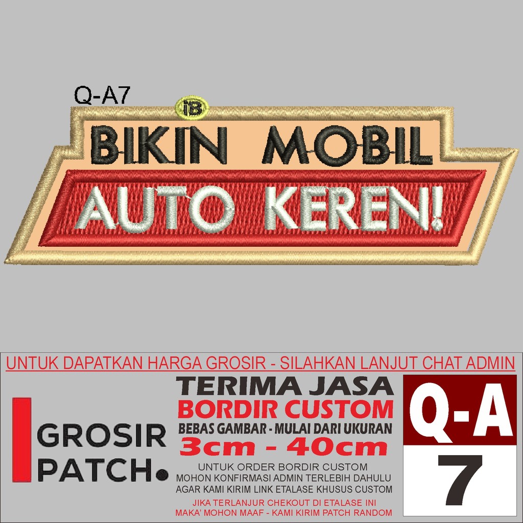 PATCH BORDIR LOGO Q-A7 BIKIN MOBIL AUTO KEREN - GROSIRPATCH REVIEW/TESTIMONI