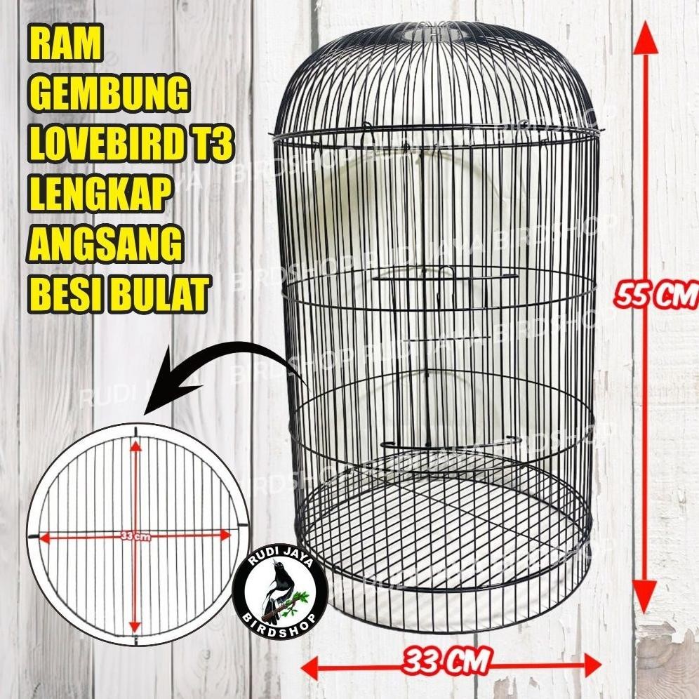 hj-43 READY RAM GEMBUNG LOVEBIRD T3 SANGKAR KAPSUL LENGKAP ANGSANG BESI BULAT KANDANG BURUNG LABET T