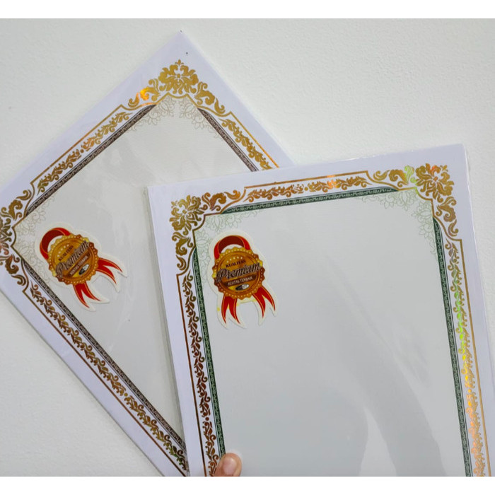

blanko kertas piagam sertifikat folio simpaty full foil emas mewah