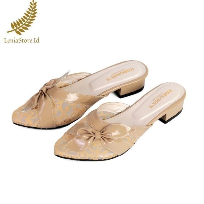 Sepatu High Heels Wanita Sandal Pesta Brukat Pita Hak 3 cm CR 10