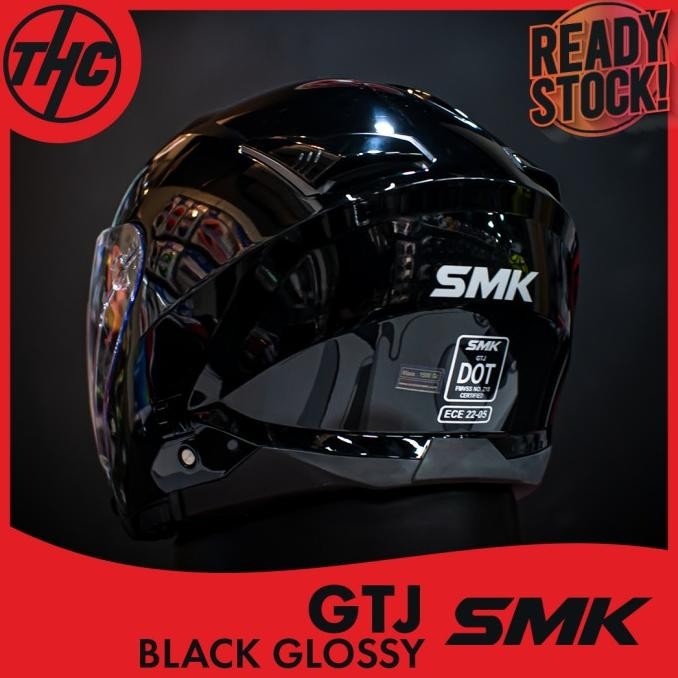 HELM SMK GTJ BLACK GLOSSY HALF FACE HELMET SMK Terlaris