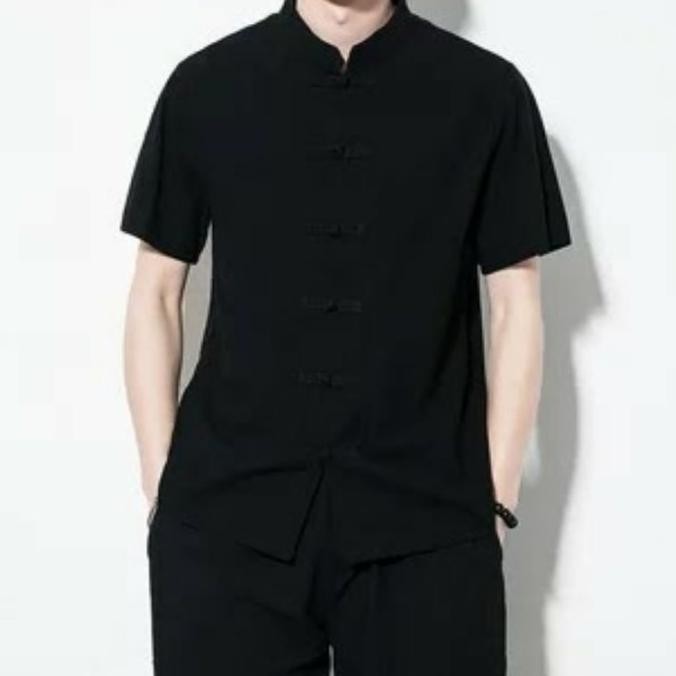 BAJU KOKO PRIA DEWASA MODEL IPMAN KUNGFU BAGUS LENGAN PENDEK POLOS