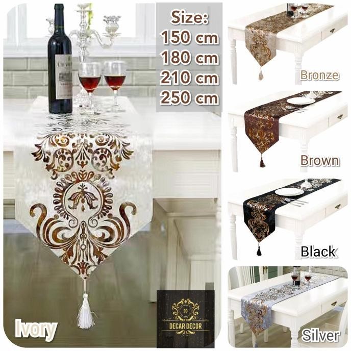 Table Runner Panjang - Bed Runner Bludru Suede Mewah 250 Cm - Abu Abu