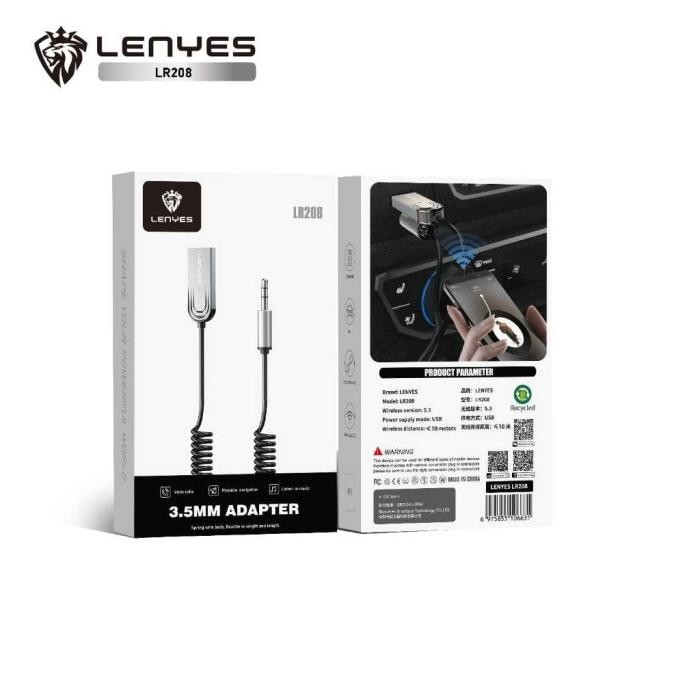 Promo Bluetooth Receiver LENYES LR208 Aux 3.5mm Wireless Adapter Audio Mobil + Mic Alat Blutut Salon