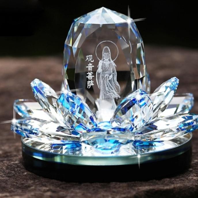 Pajangan Mobil 3D Crystal Dewi Kwam Im |Patung Kwan Yin Dashboard