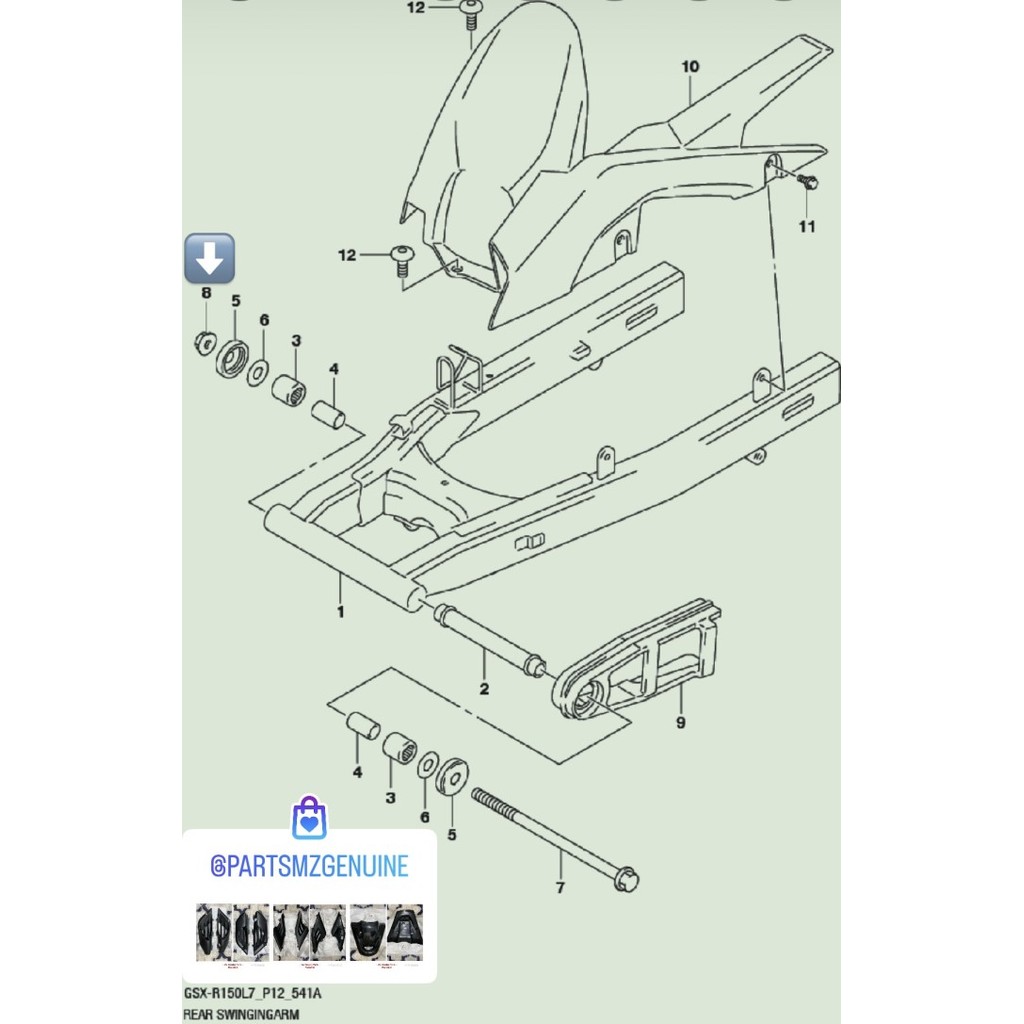 Mur As Rangka-Nut Shaft Swingarm Suzuki Gsx 150 Original Sgp Barang Langka