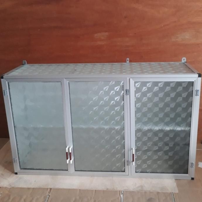 Rak Gantung Lemari Dapur Kitchen Set Atas Aluminium Kaca 3 Pintu Polos