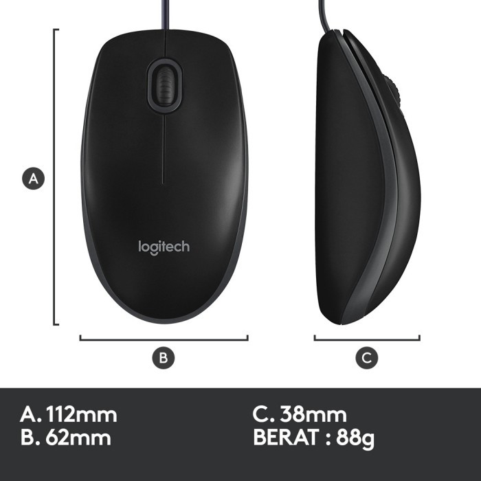 Mouse Logitech Optical B100 / Mouse Kabel Logitech B100