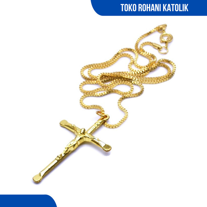 Kalung Salib Yesus / Kalung Salib Wanita & Pria / Kalung Rohani Emas