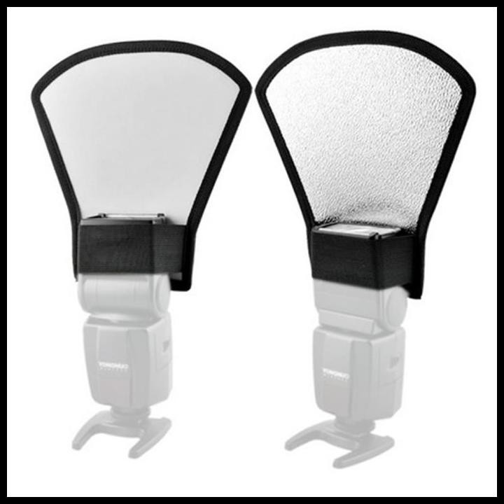 Promo 2In1 Universal External Flash Reflector & Diffuser - Silver/White Good Quality