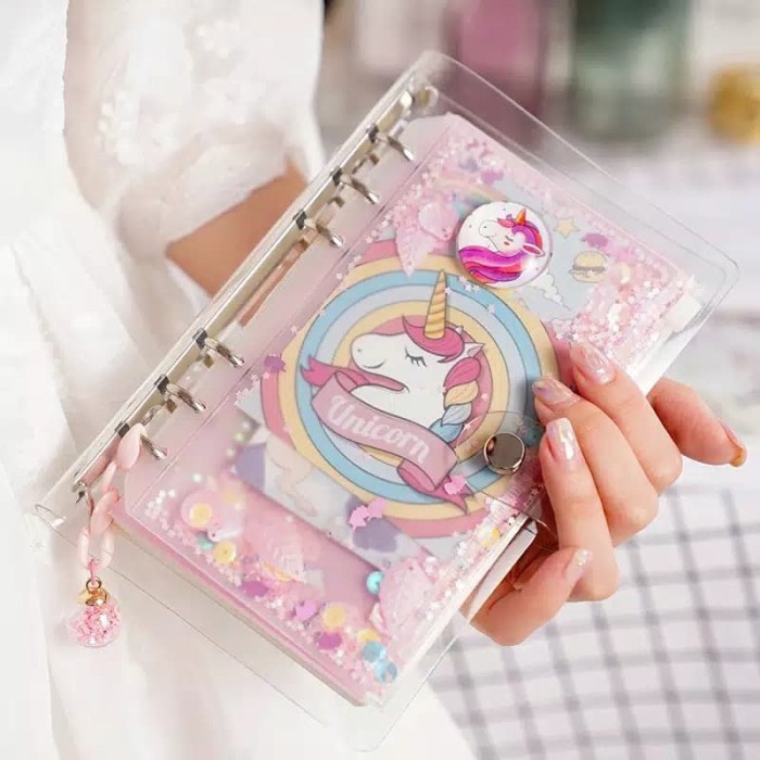 

Ready UNICORN SPARKLE BINDER DIARY BOOK WITH PEN HOLDER