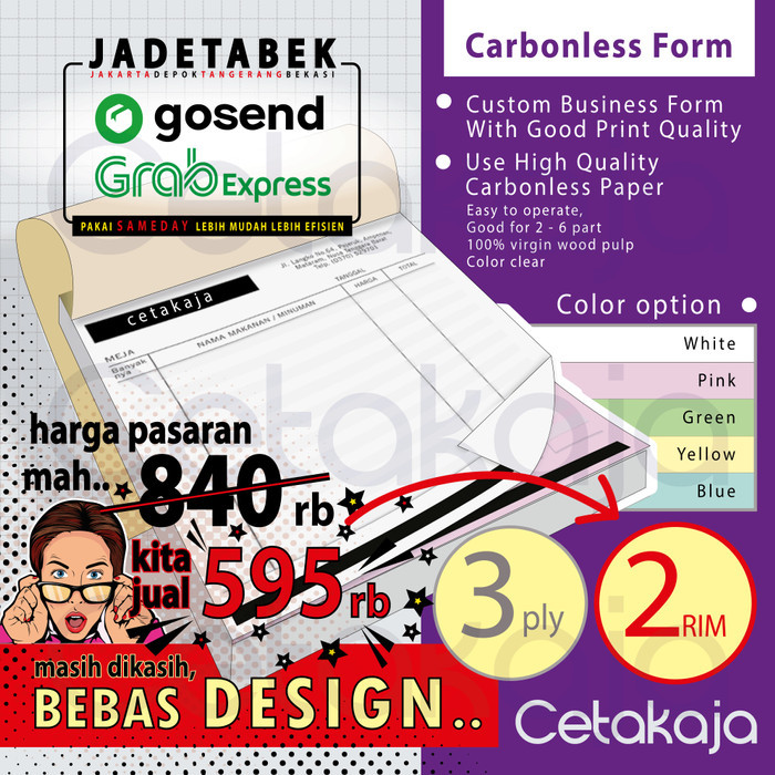 

Ready CETAK NOTA 2 RIM 3 PLY (BEBAS DESAIN) 3ply 2rim - GOJEK GRAB ONLY
