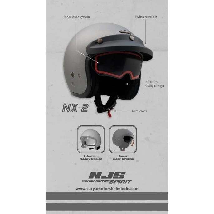 Helm Njs Retro Nx-2 Helm Inner Visor Helm Ada Dudukan Intercom Original