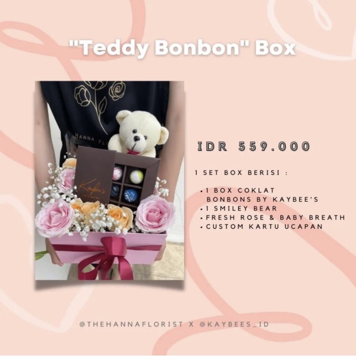 

THE HANNA FLORIST X KAYBEES CHOCOLATE TEDDY BOX BOUQUET VALENTINE