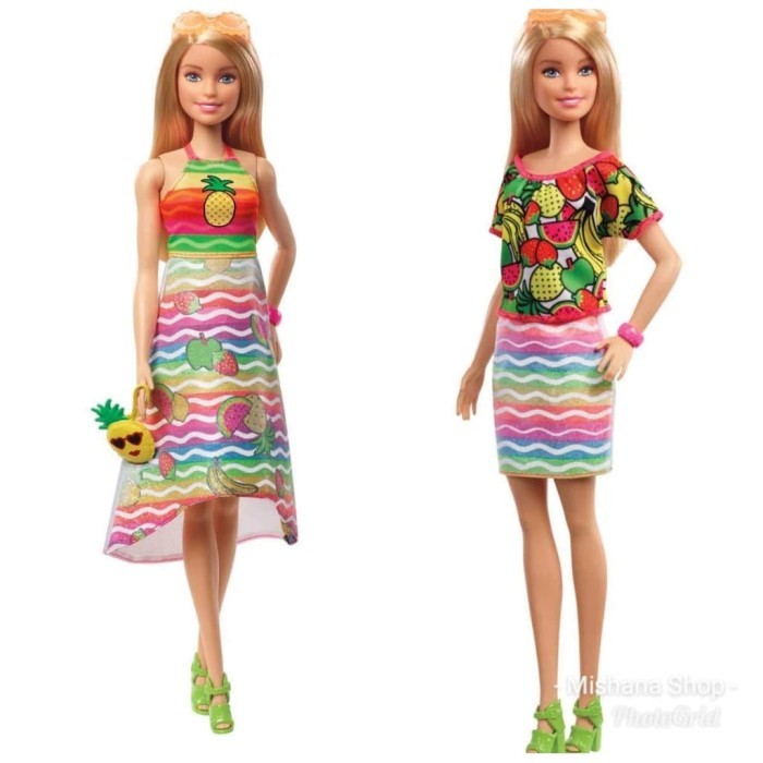 

BONEKA BARBIE MATTEL CRAYOLA RAINBOW FRUIT SURPRISE DOLL BAJU WASHABLE