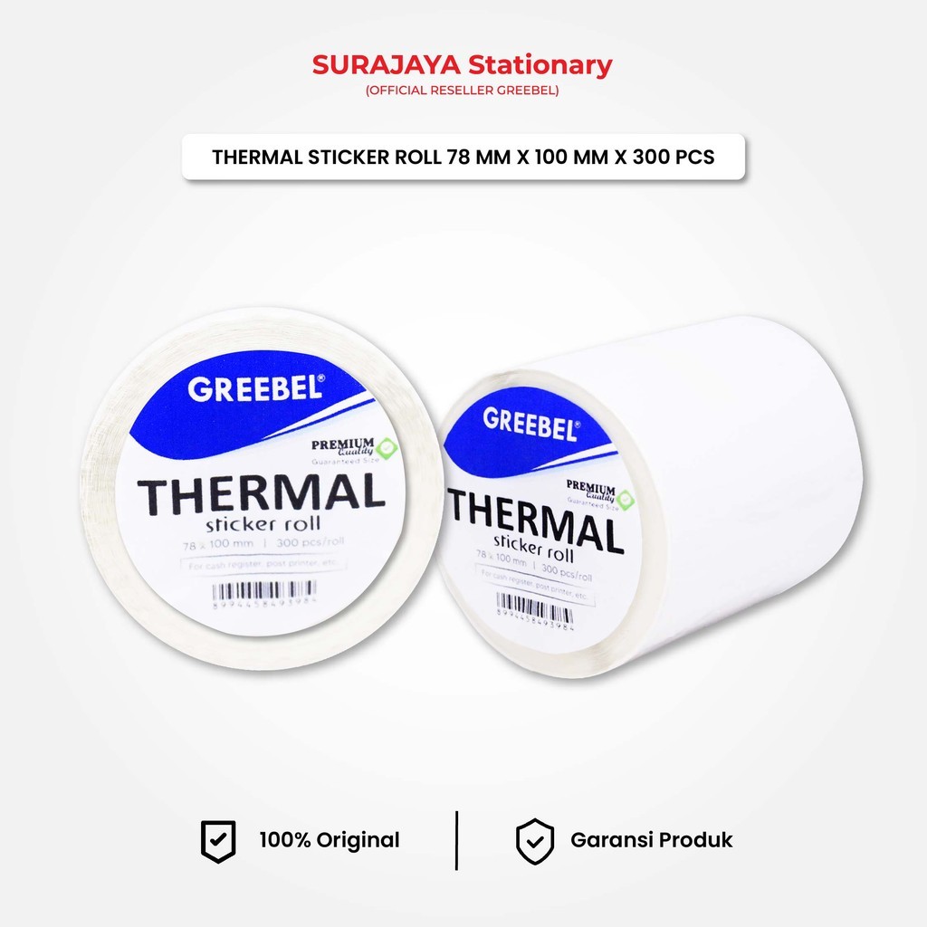 

GREEBEL Label Stiker Thermal Roll Isi 300pcs 78x100mm Waterproof / Label Kertas Barcode Tidak Luntur Lem Kuat / Sticker Label Continuous / Satuan & Grosir